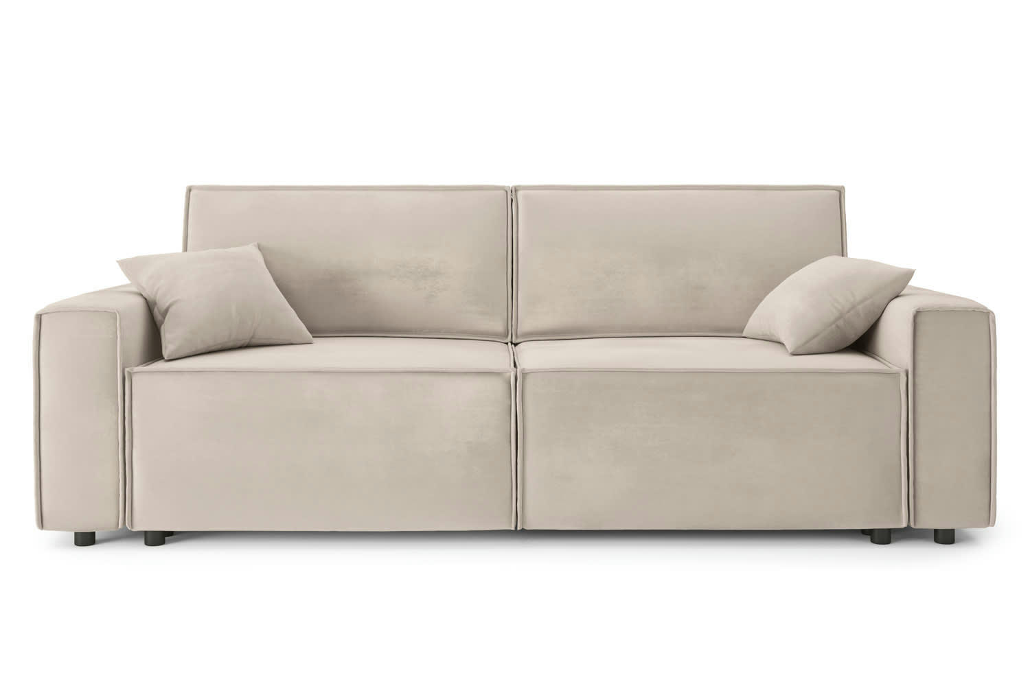 MIRA - Canapé droit convertible en velours 3 places grège