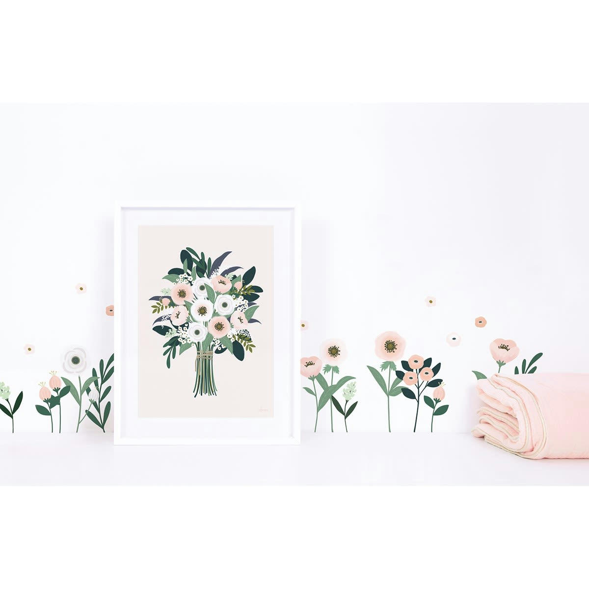 WONDERLAND - Stickers fleurs en Vinyle mat Rose