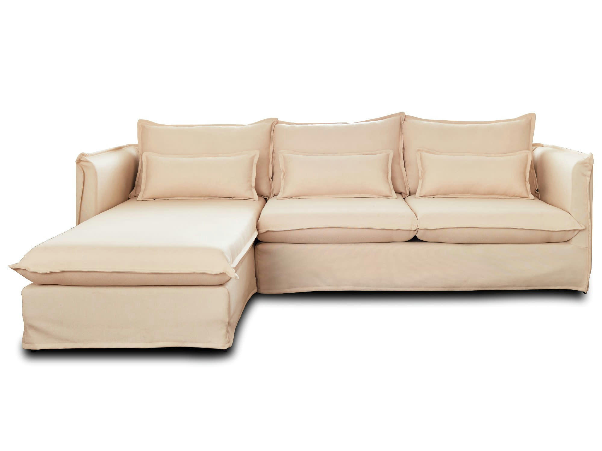 ADRIANN - Canapé d'angle gauche 4 places en tissu beige