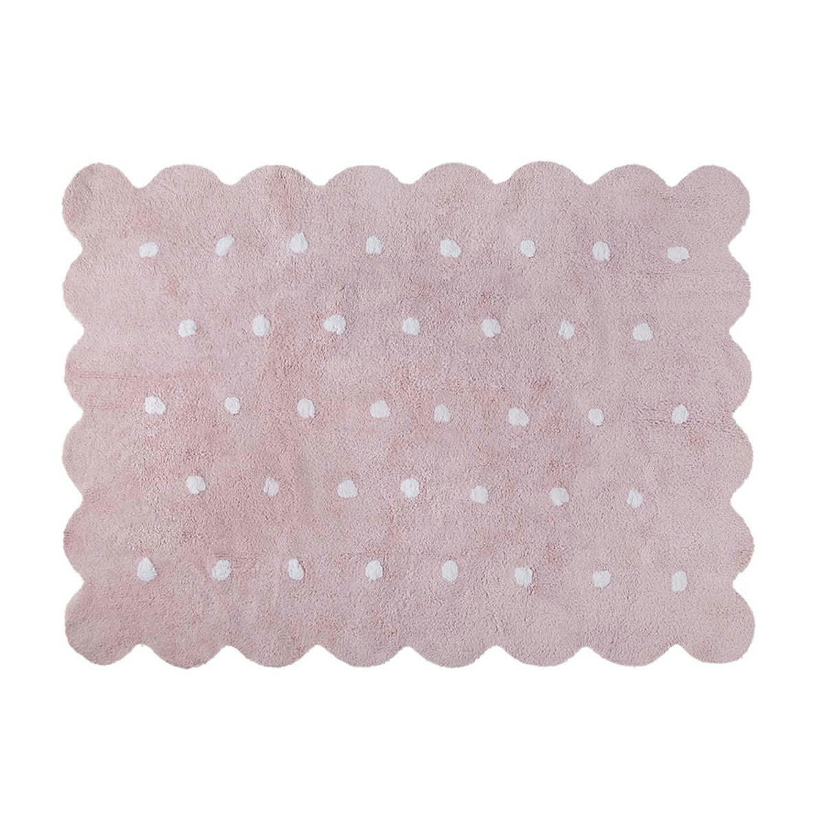 BISCUIT - Tapis coton forme biscuit rose 120x160