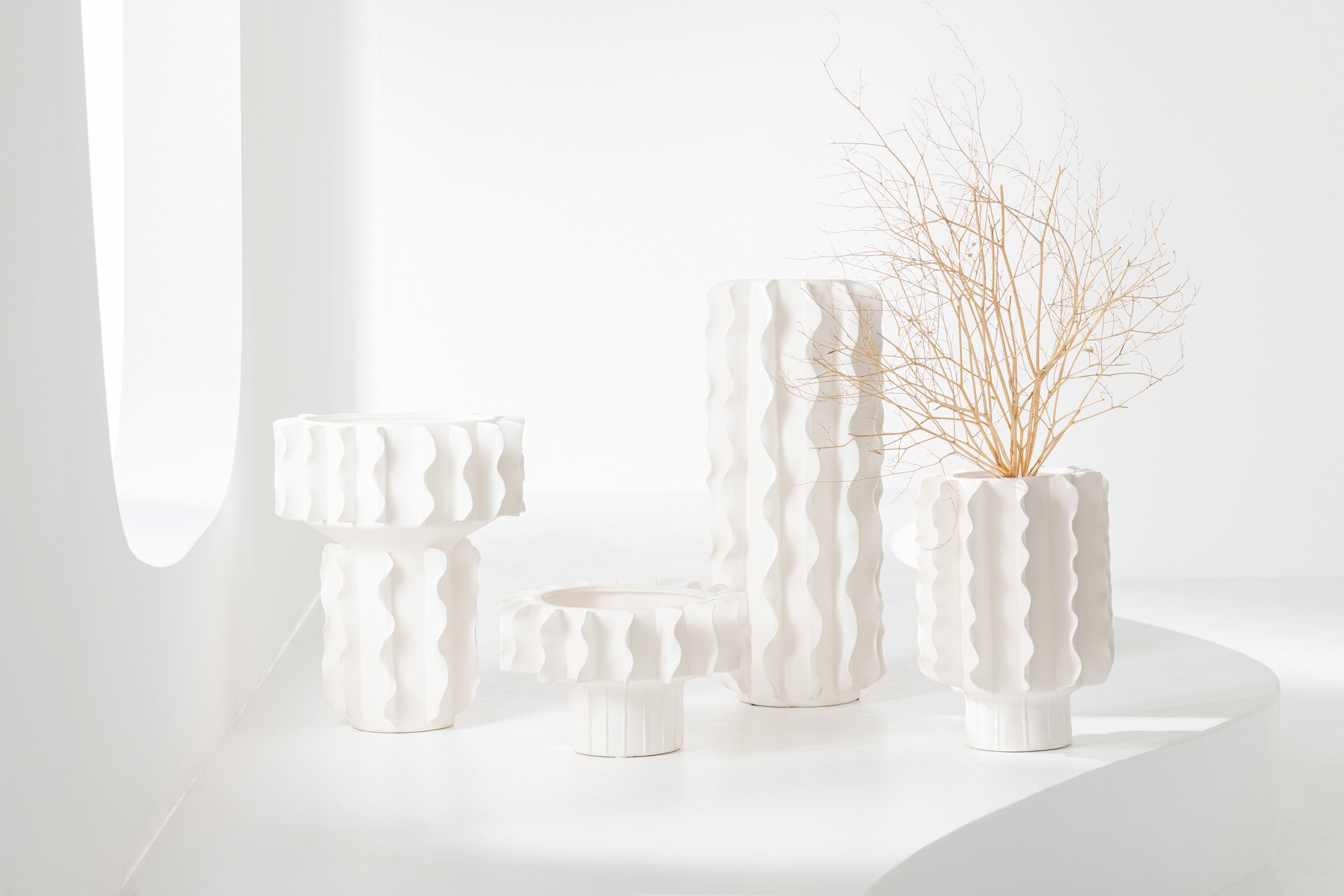J-Line vaas Helix - keramiek - wit