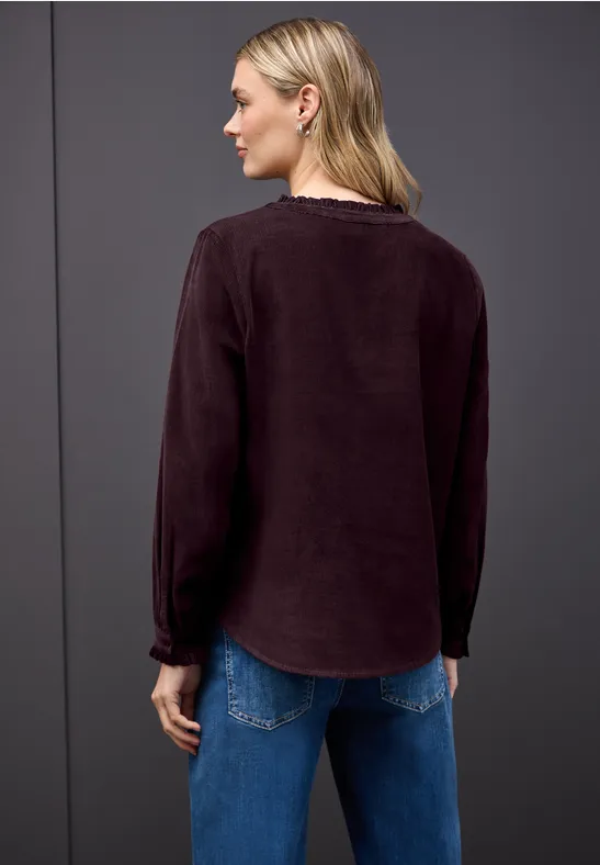 Cordbluse mit Rüschen