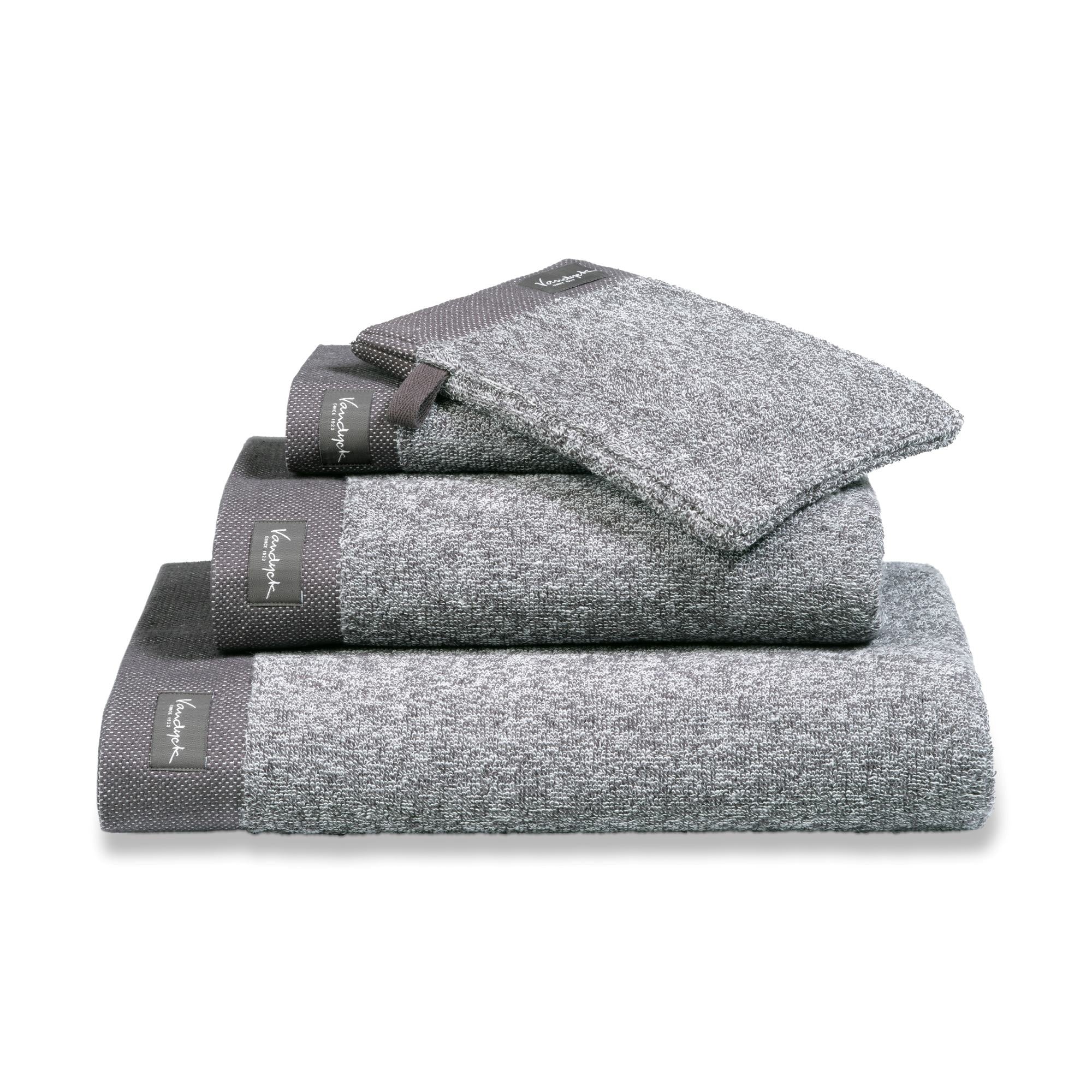 Badlaken Home Mouliné Off Black   Zwart   Grijs   Katoen