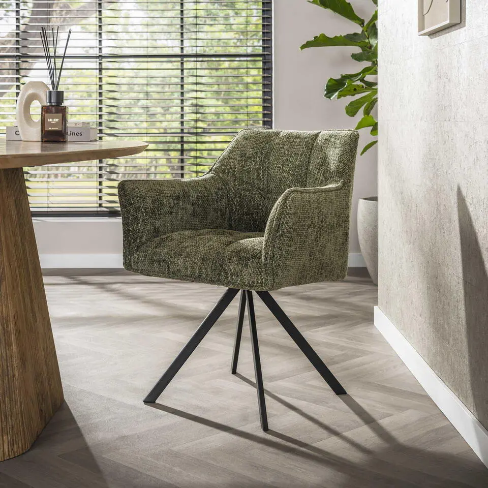 Eetkamerstoel Groen - Draaibaar - Alura - Set van 2