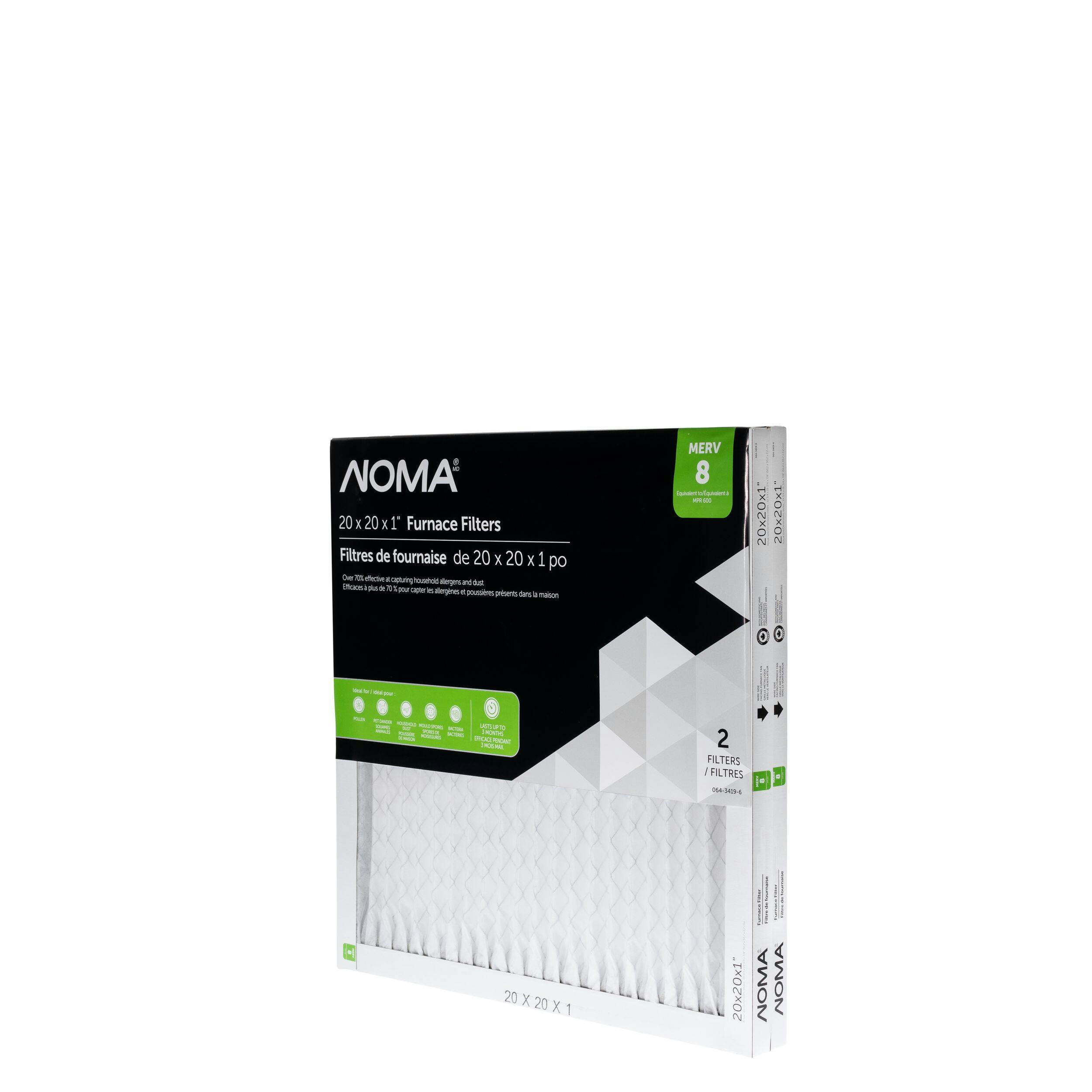 NOMA MERV 8 Furnace Air Filters, 20 x 20 x 1-in, 2-pk