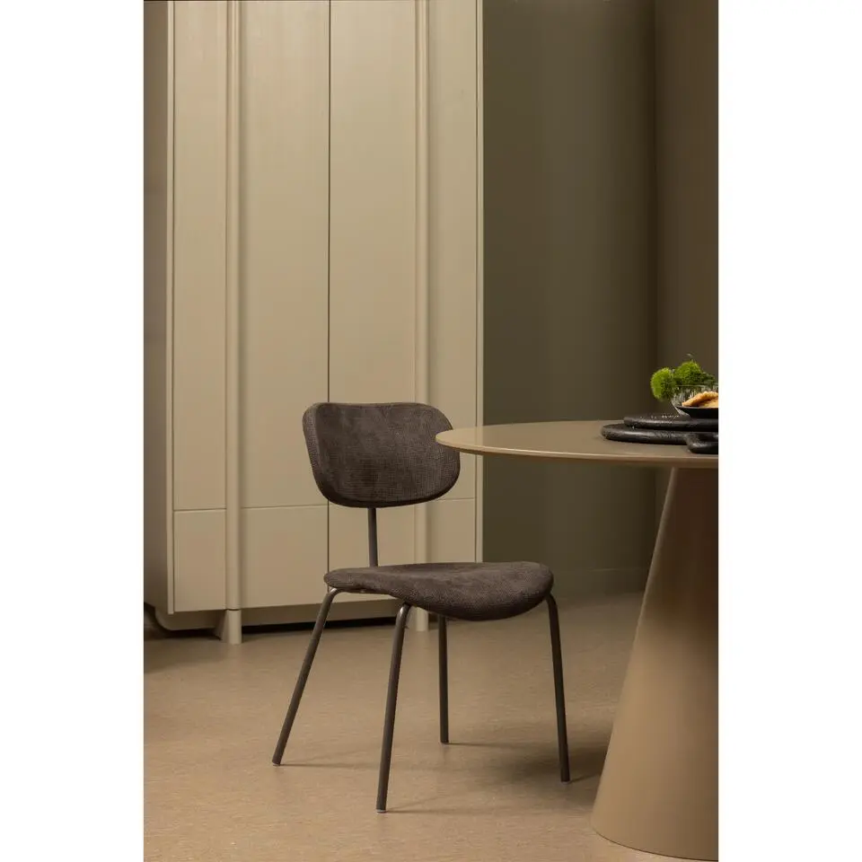 WOOOD Link Eetkamerstoelen - Polyester - Bruin/Grijs - Set van 2