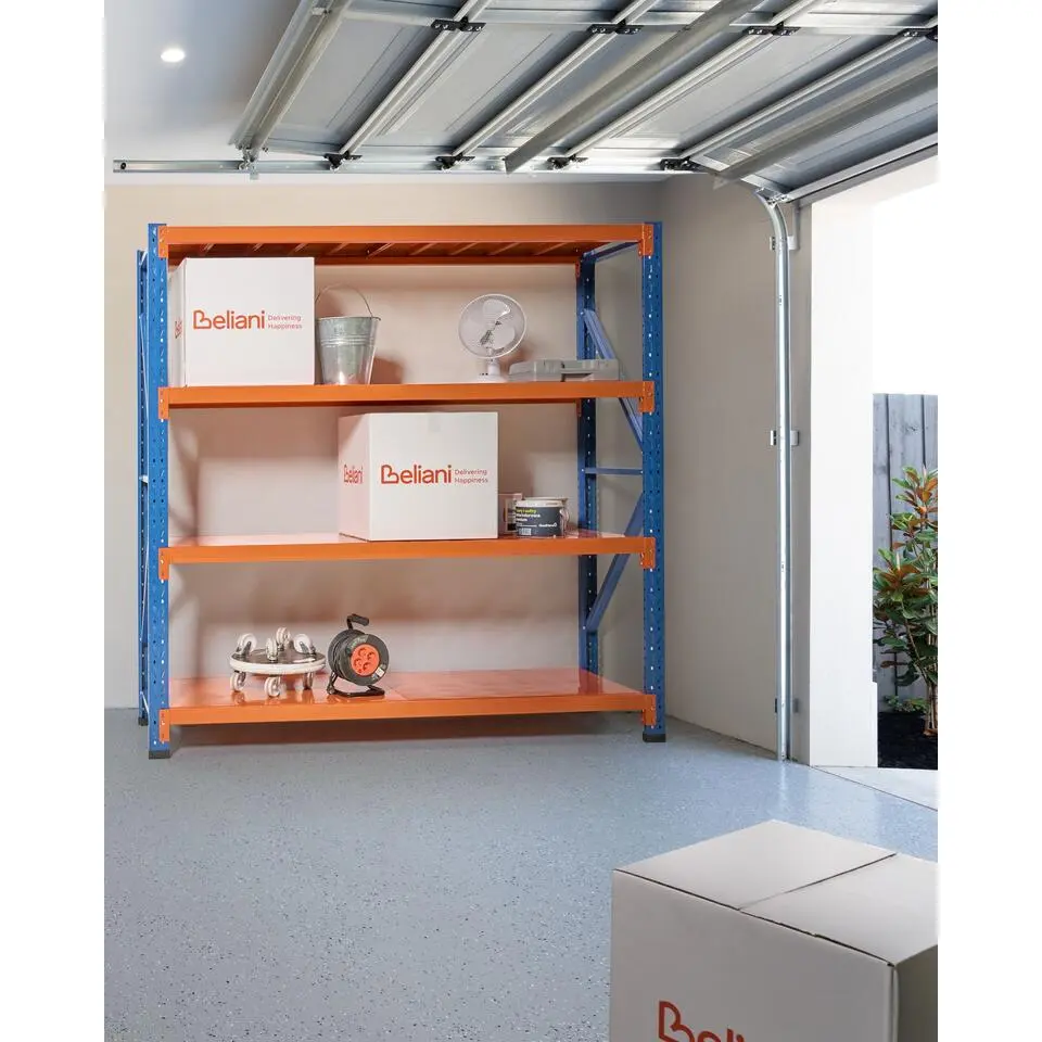 FIUGGI - Stellingkast 4 planken - Oranje/Blauw - 200 cm - Staal