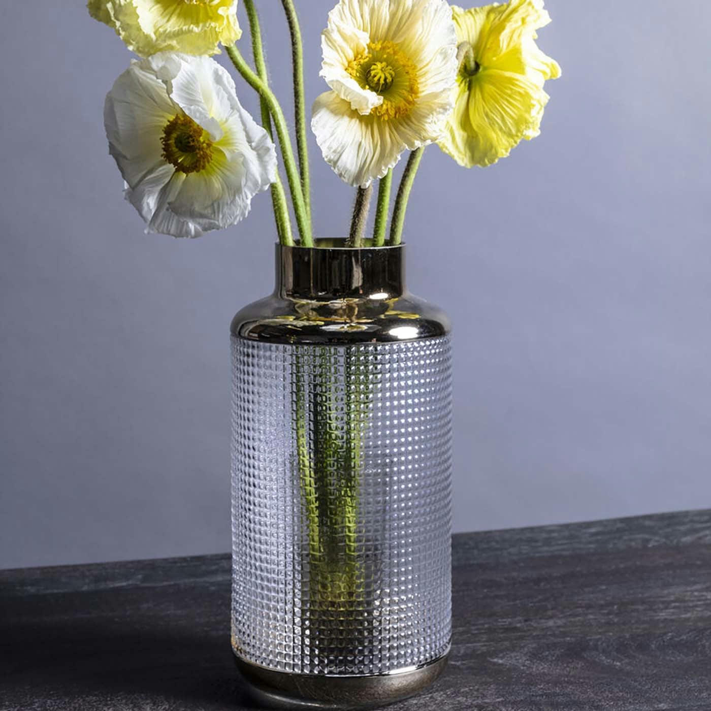 LA NOBLE - Vase en verre transparent et doré H30