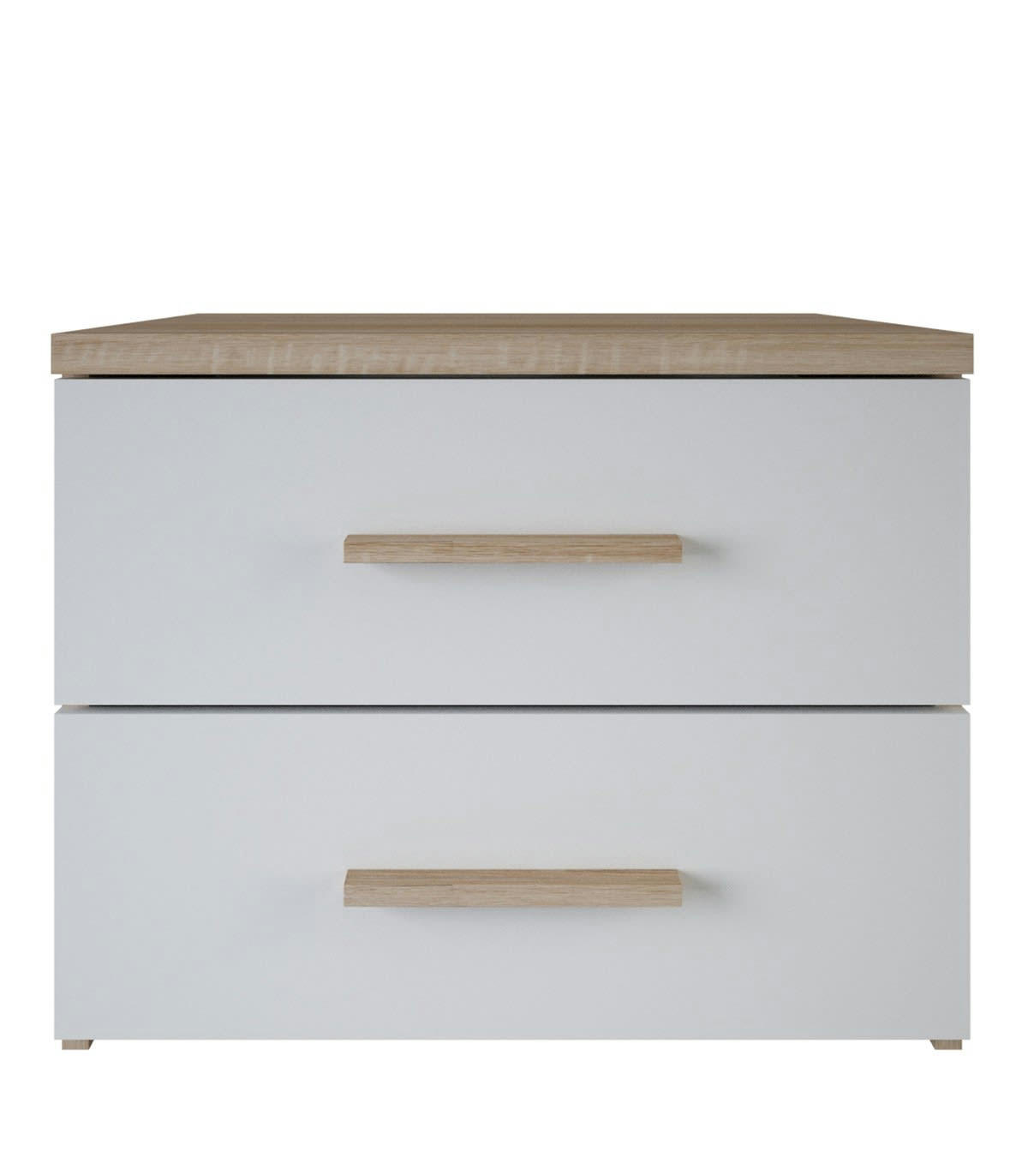 SELENA - Chevet 2 Tiroirs Décor Bois et Blanc L50 cm