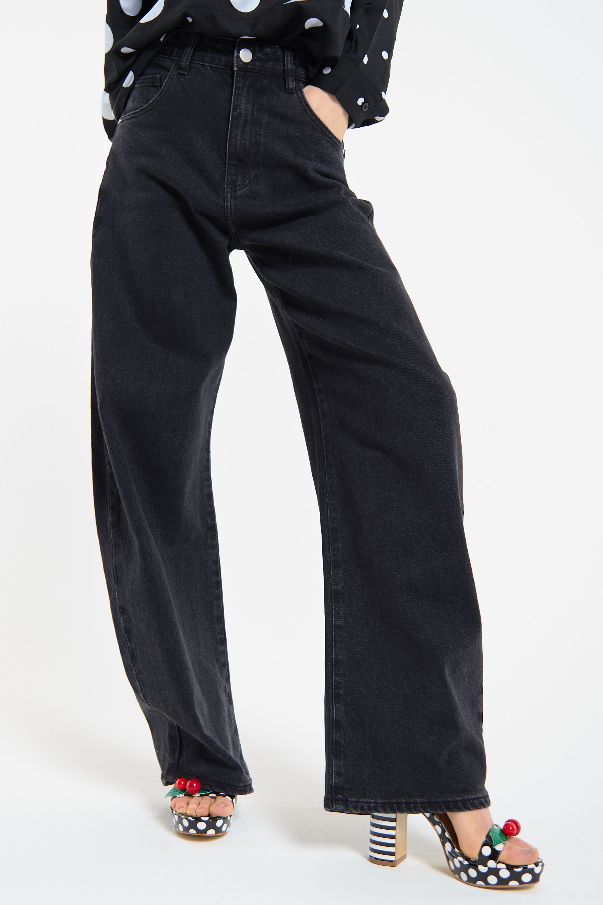 House of Holland Wide Leg Black Denim Jeans