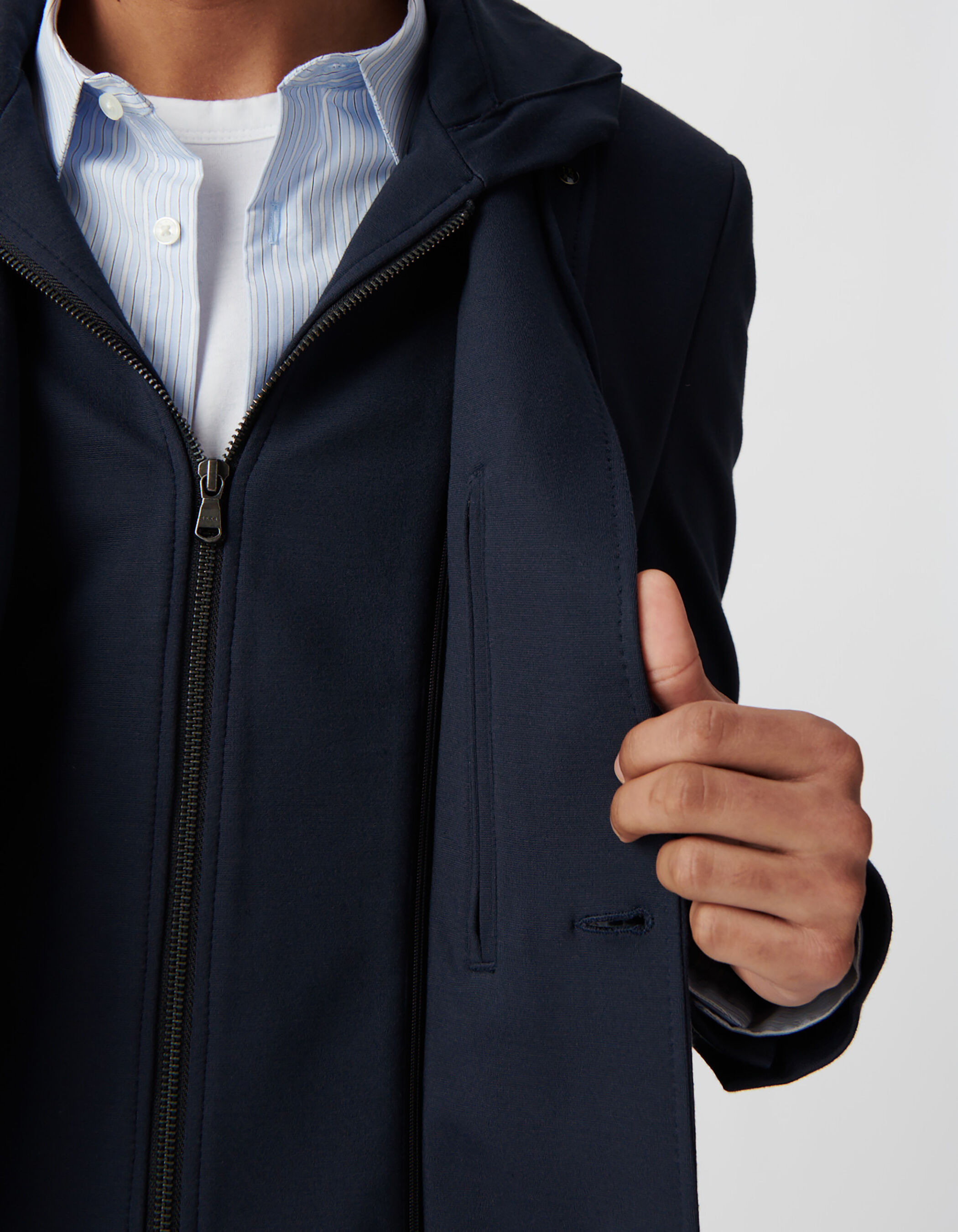 Veste marine avec parementure amovible Homme