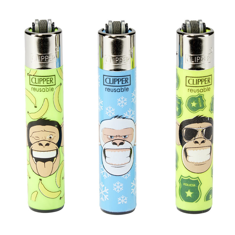 Briquet Clipper collection x3 réutilisable motif singe