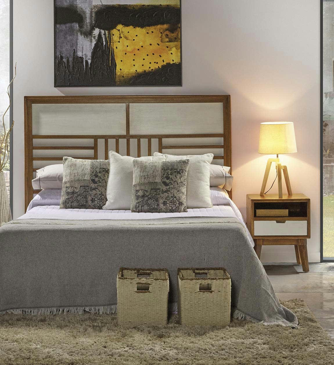 ARTIC - Tête de lit en bois bicolore, L 165 cm