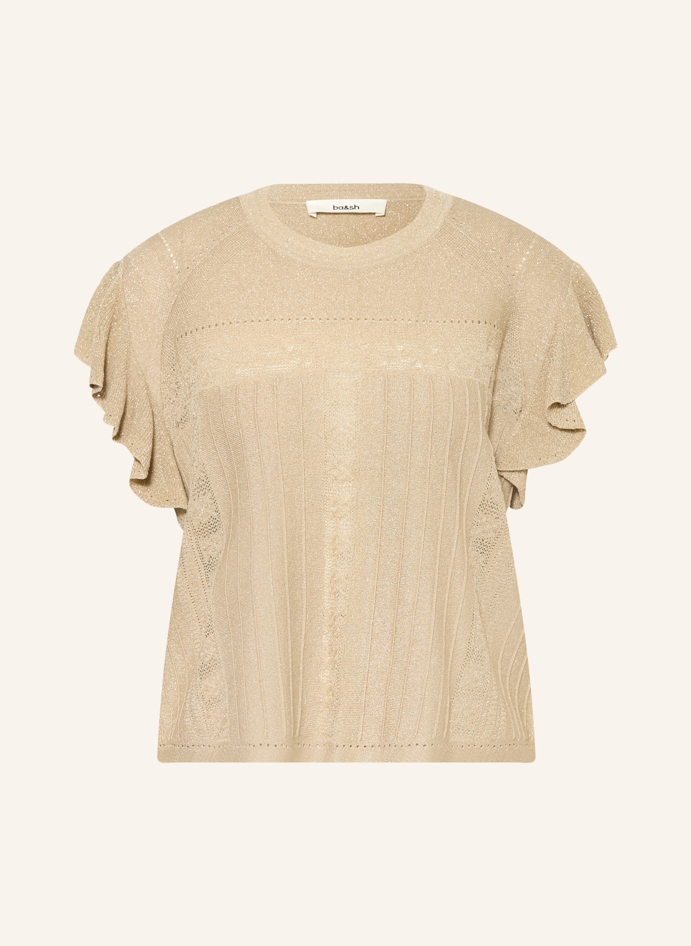 ba&sh Strickshirt mit Glitzergarn und Volants