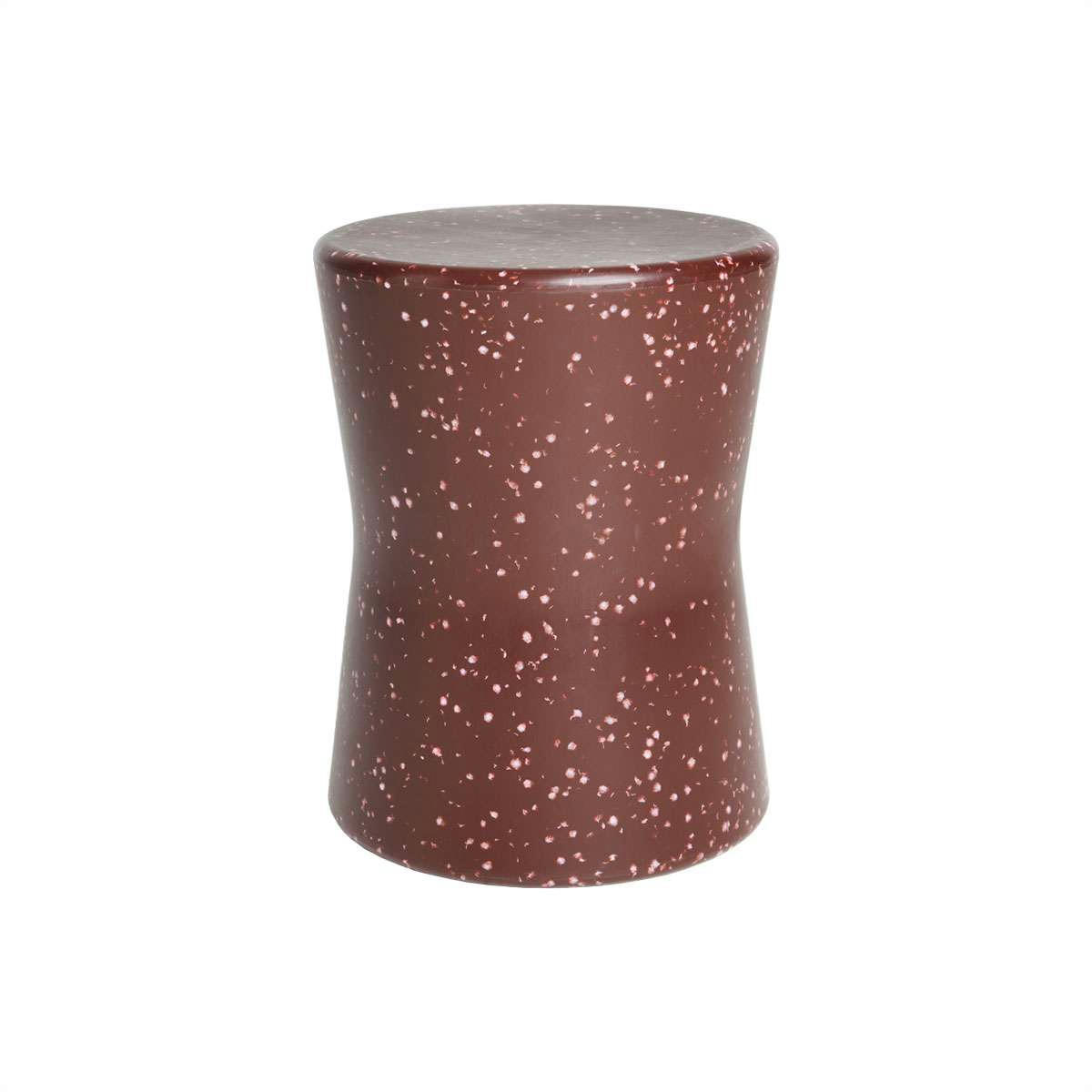 TRISSE - Tabouret marron en plastique en recyclé Ø23xH35cm
