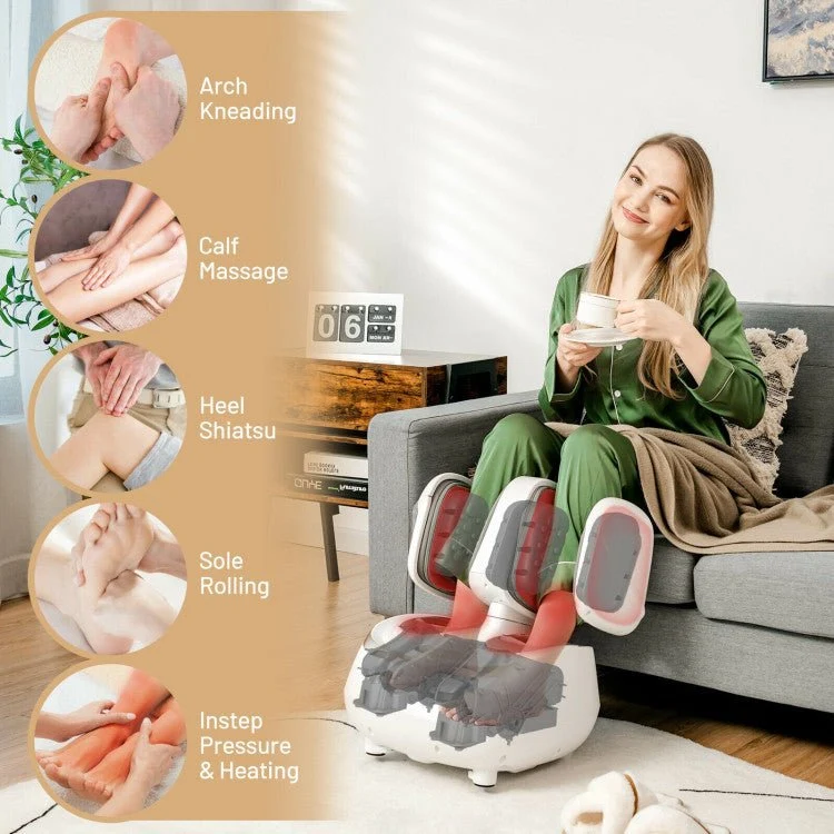Premium 2-In-1 Electric Shiatsu Foot Calf Massager With Heat Function
