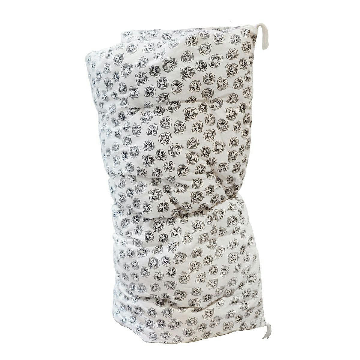 TESSA - Edredon sur-matelas en coton imprimé block print bleu de prusse