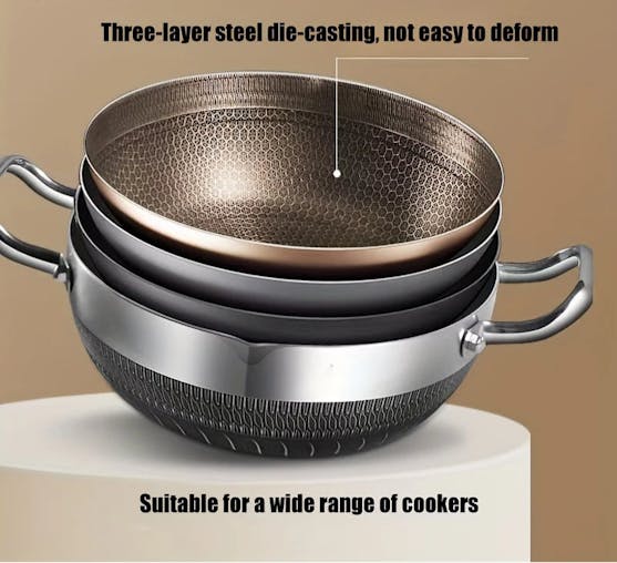 NNEOBA 30cm Stainless Steel Non-Stick Frying Pan with Glass Lid Silver