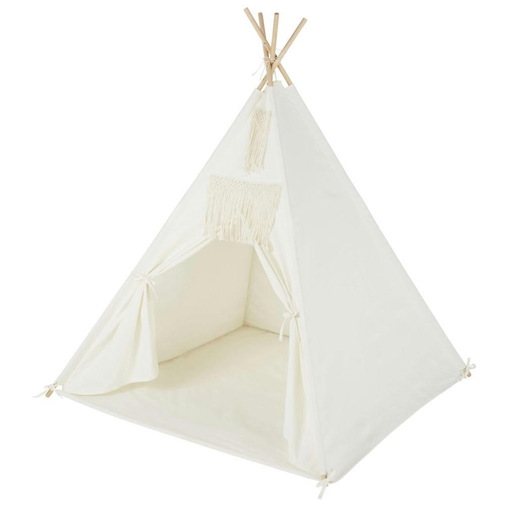 - Tipi enfant en coton et bois de pin blanc avec tapis