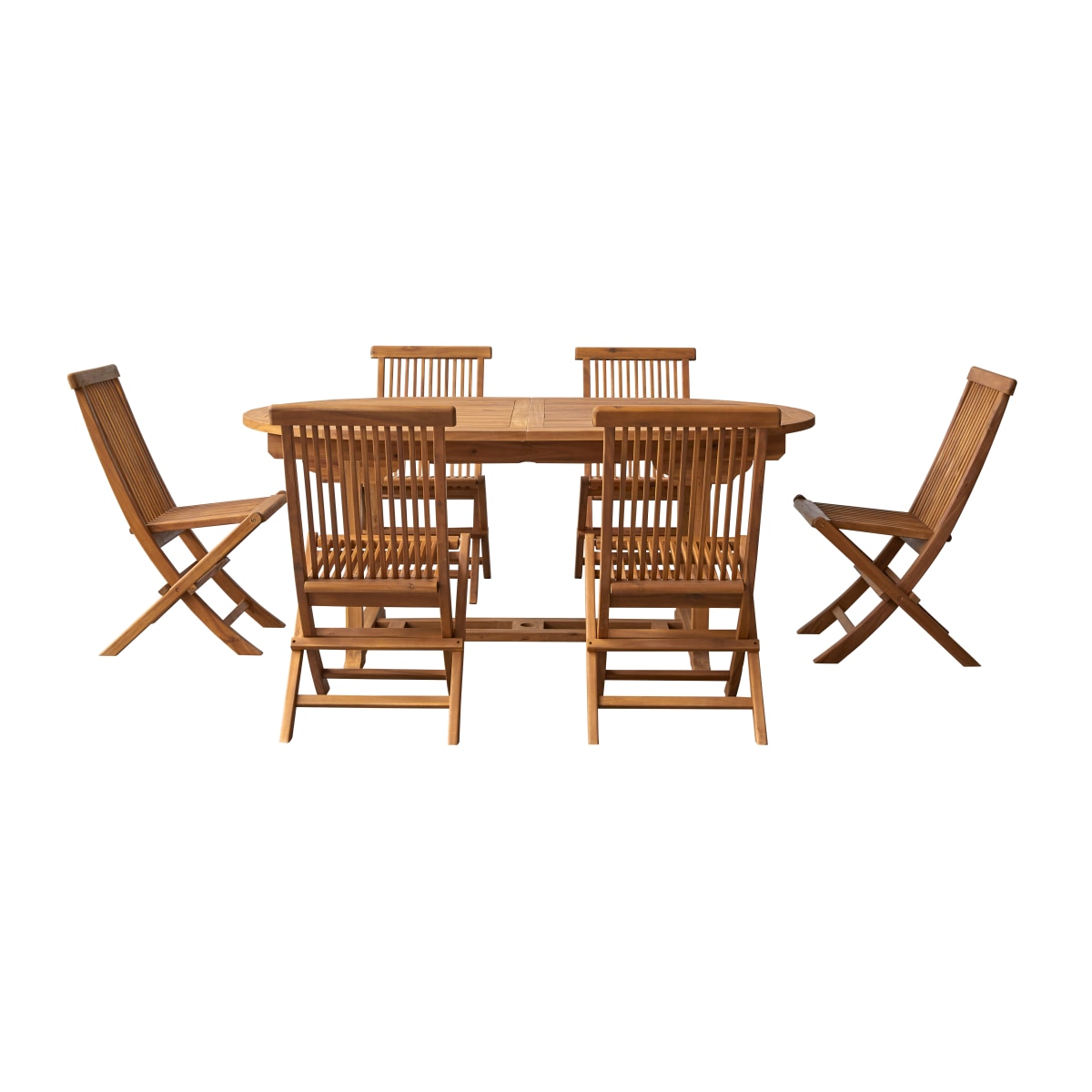 Tikamoon - Capri - Massief acaciahouten tuinset 6 stoelen