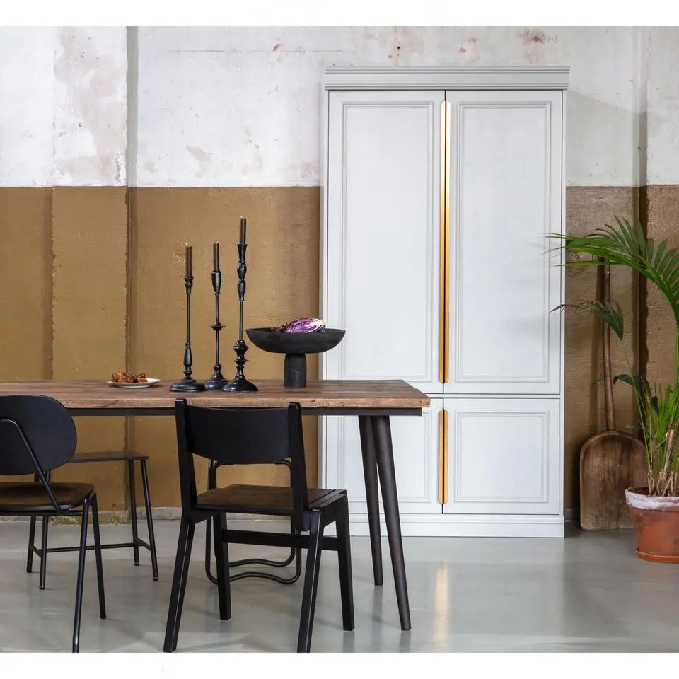 WOOOD Guild Tafel - Hout/Metaal - Naturel/Zwart - 77x220x90