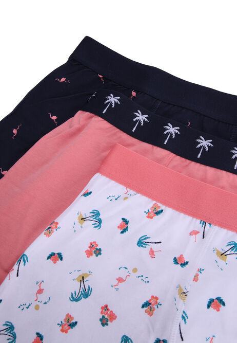 Mens 3pk Navy Palm Hipster Trunks