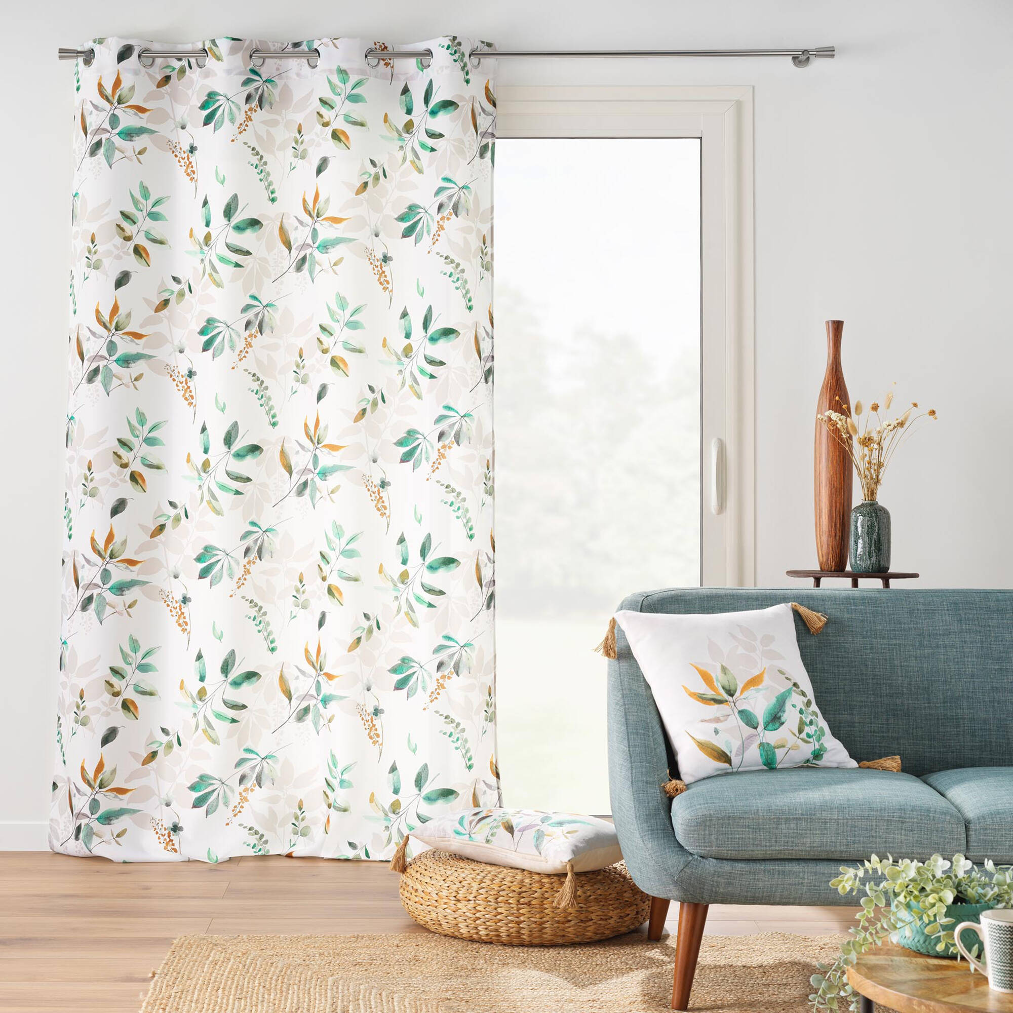 Rideau à œillets, imprimé floral