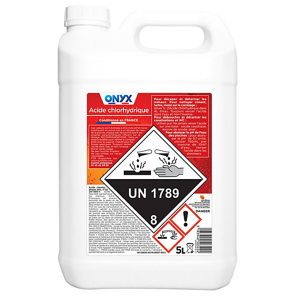 Acide chlorhydrique pour métal, carrelage, canalisations Onyx 5L