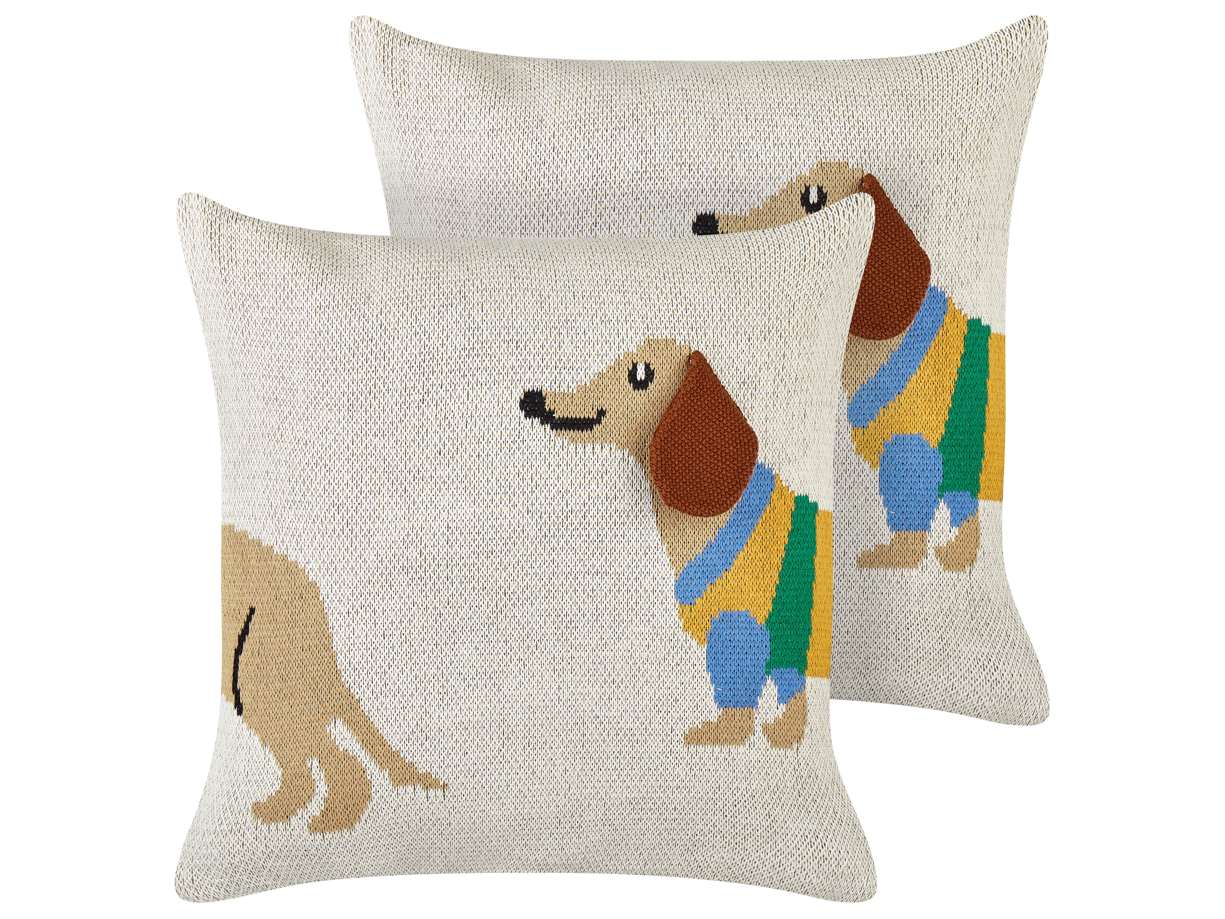 Set of 2 Decorative Cushions BATTAL Cotton 45 x 45 cm Beige