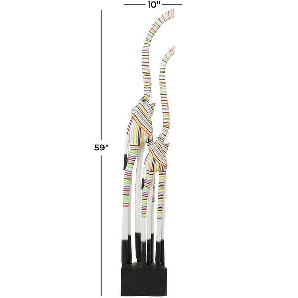 Large Modern Eclectic Multicolor Giraffe Zebra and Elephant Safari Sculptures Collection
