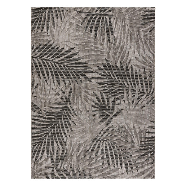 DYWAN SZNURKOWY SIZAL FLOORLUX 20504 LIŚCIE srebrny / czarny 60x110 cm