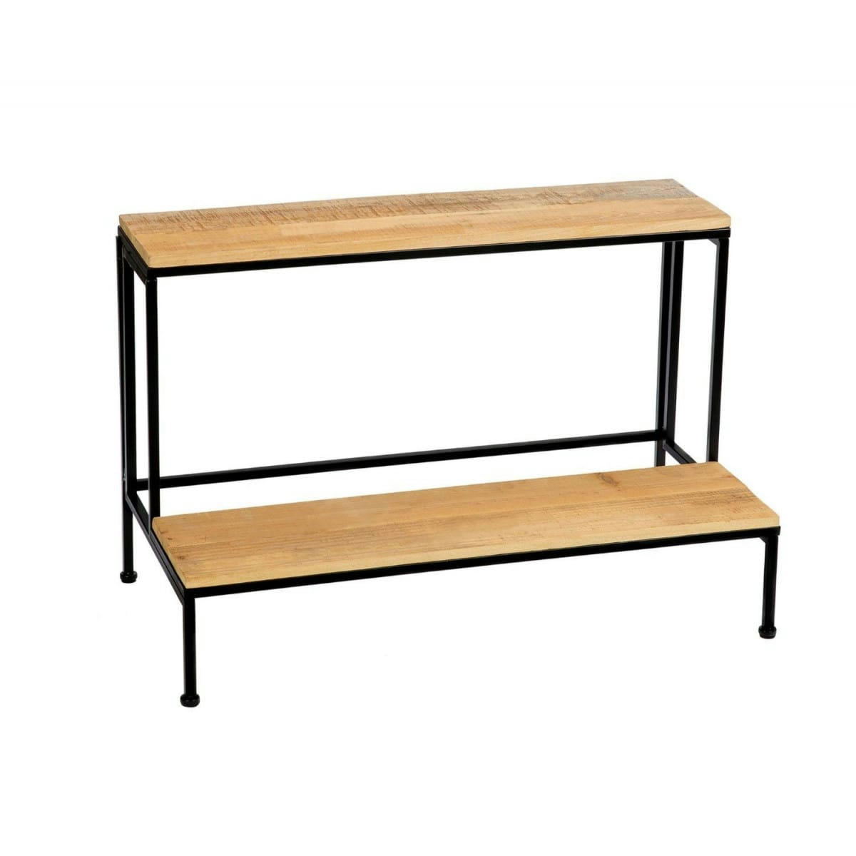 - Support pots plantes étagé en métal noir et bois 75x40x49cm