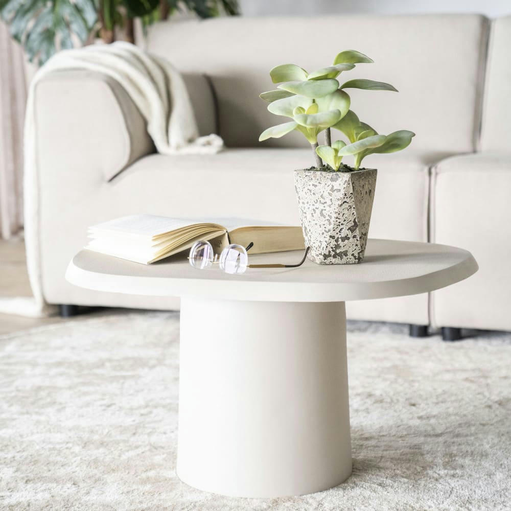 STEN - Table basse en aluminium 57x71cm blanc ivoire