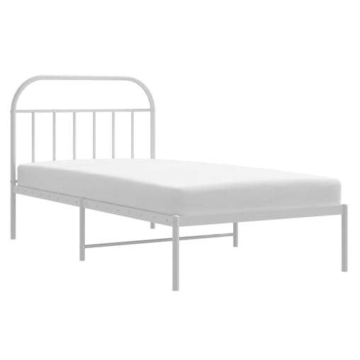 NNEVL Metal Bed Frame with Headboard White 107x203 cm