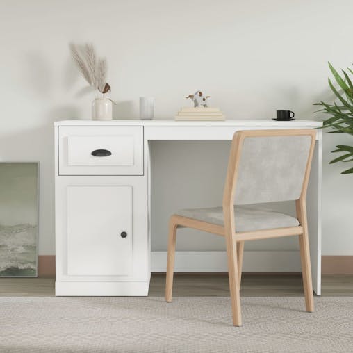 NNEVL Desk with Drawer White 115x50x75 cm Engineered Wood