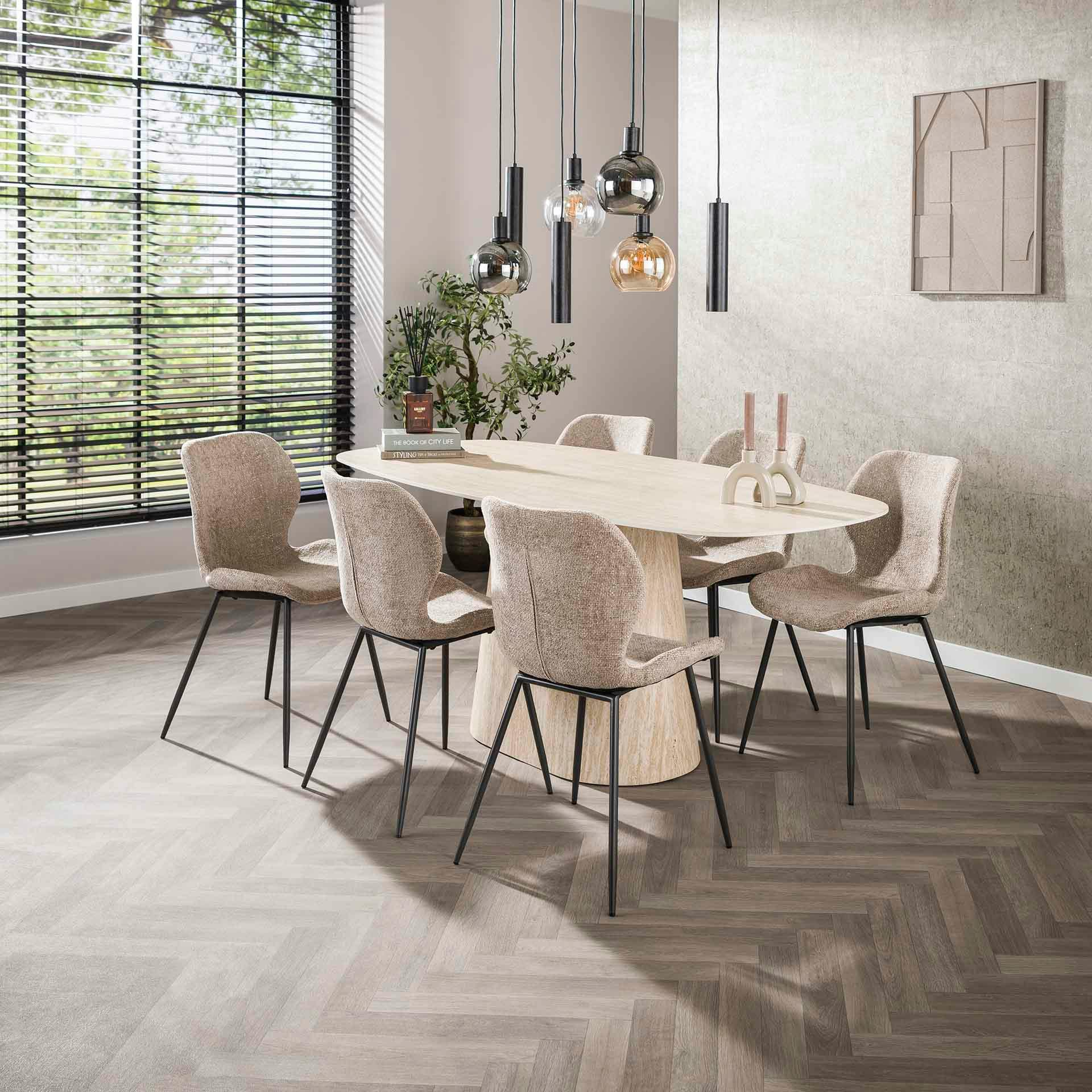 Table céramique effet travertin, bords ronds 180 cm ASCOLI