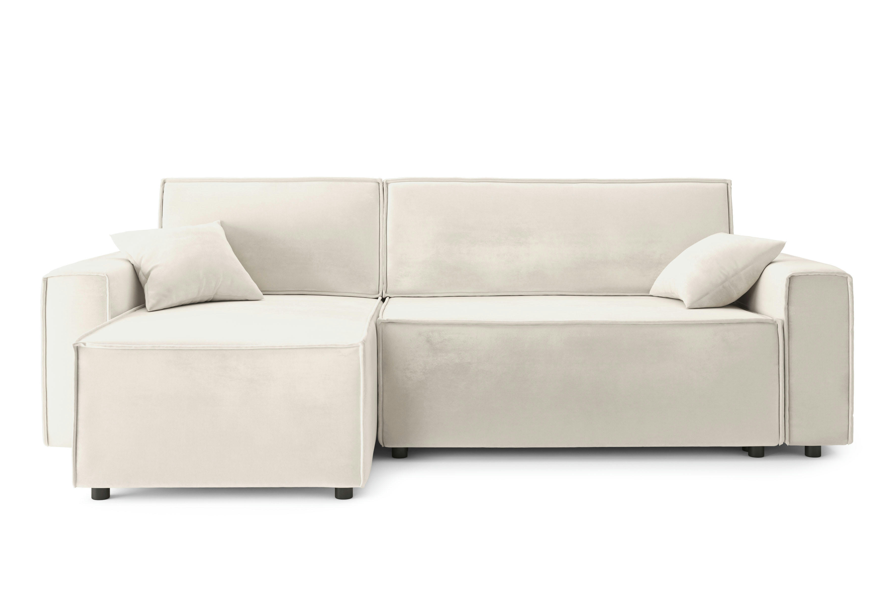 MIRA - Canapé d'angle convertible en velours 4 places beige