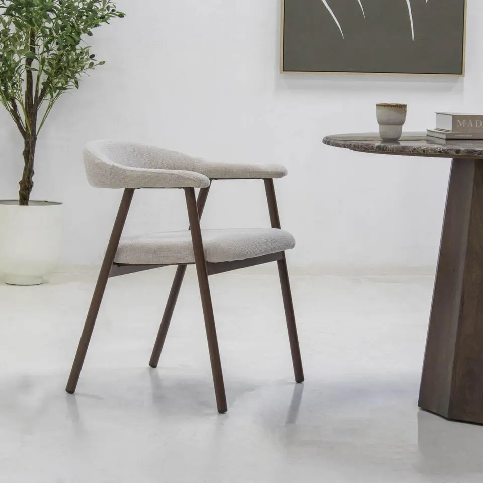 Eetkamerstoel Walnoot - Zithoogte 48cm - Mila - Set van 2