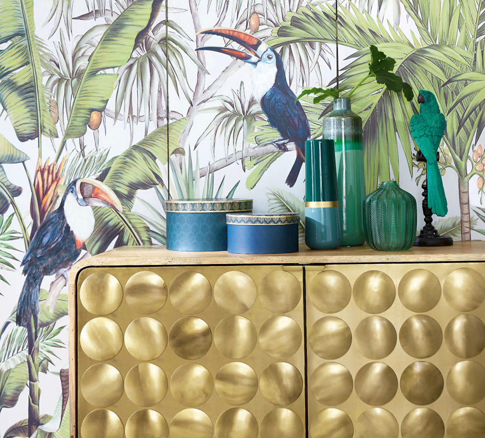 VEGETAL - Vase en verre teinté vert H18