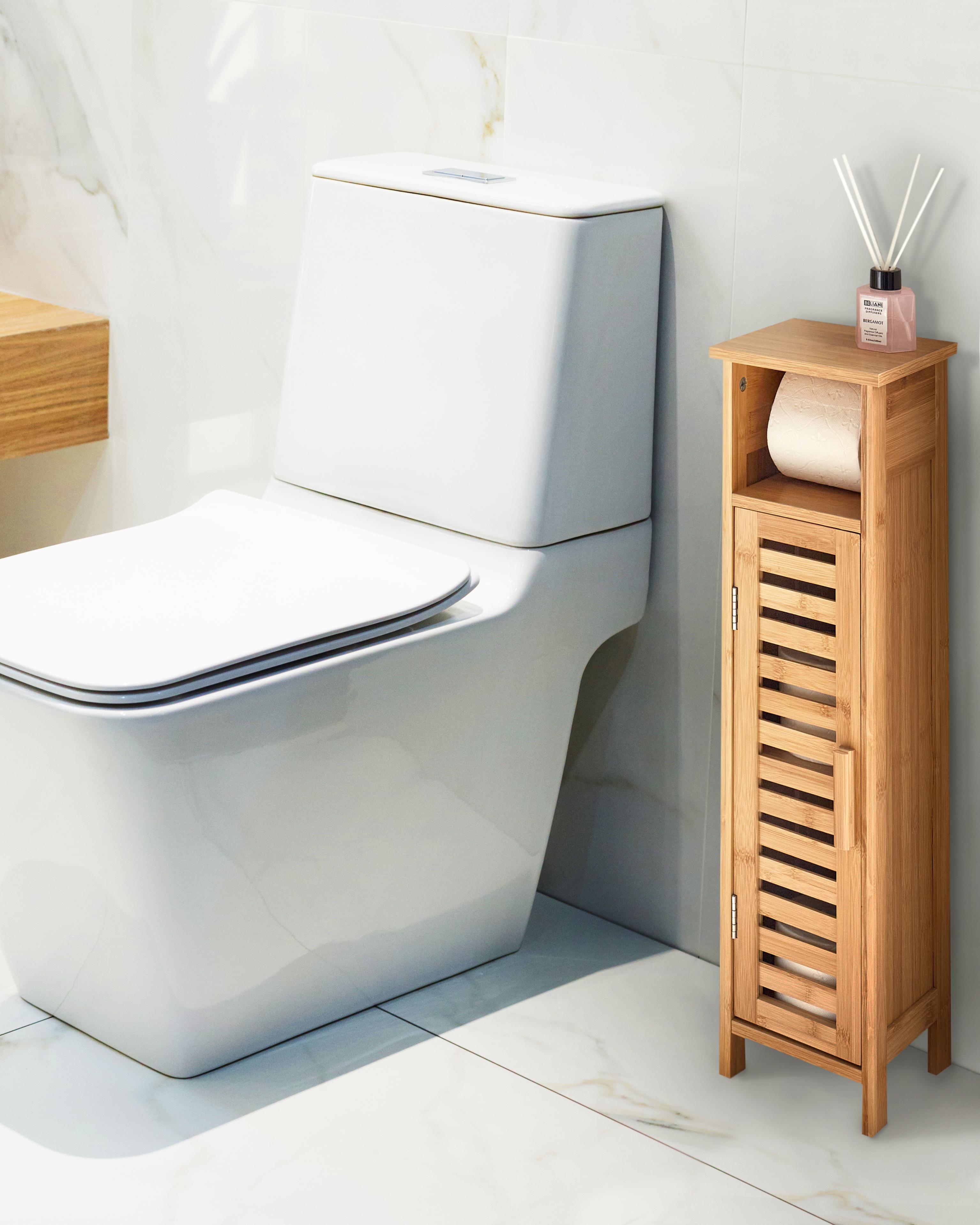 Toilet Paper Cabinet OLATHE Bamboo Light Brown