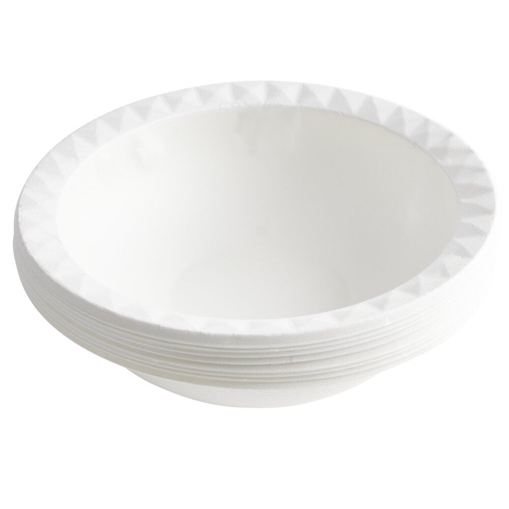 Bol carton x8 canne à sucre bagasse contour façon diamant blanc Ø17cm