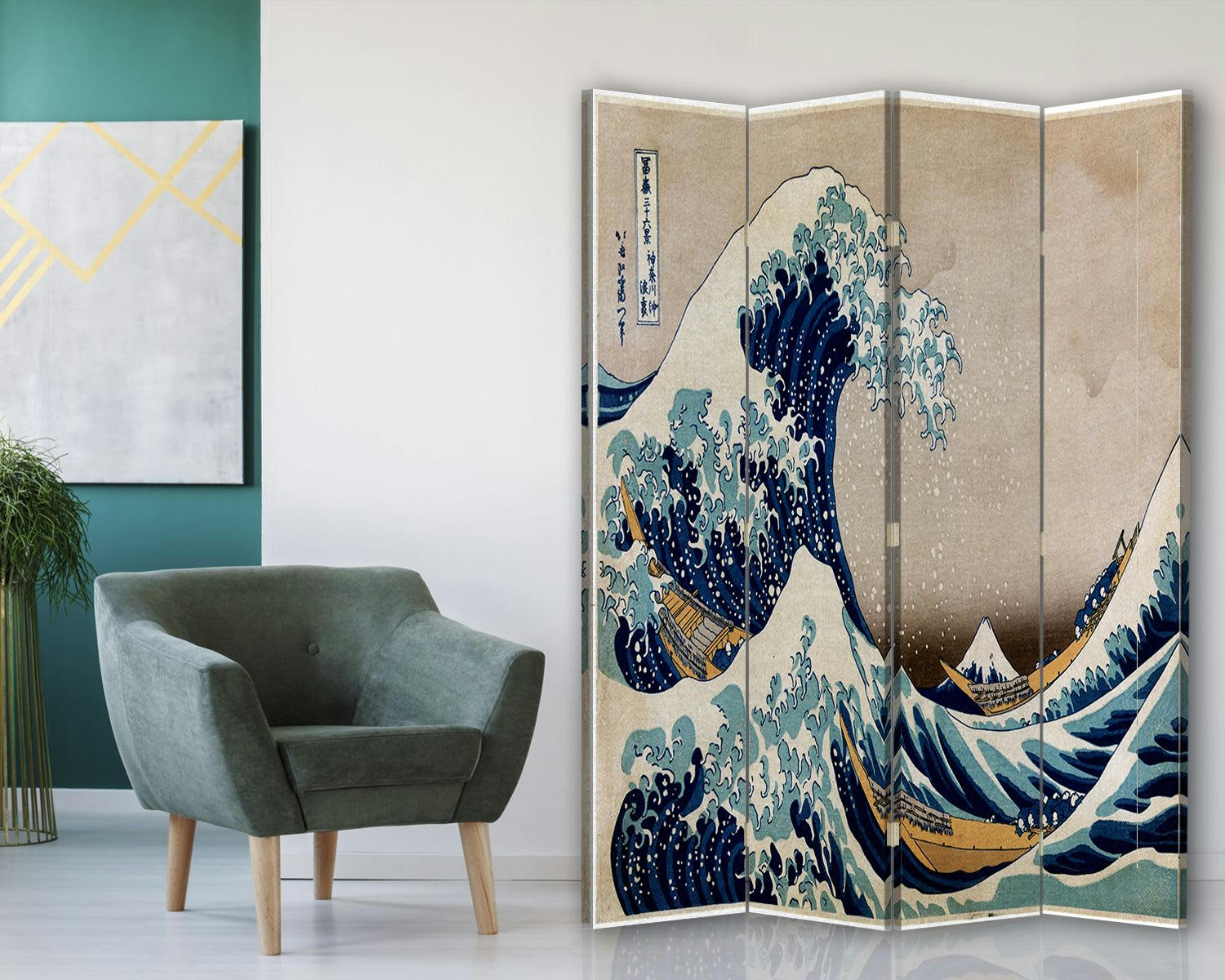 - Paravent La Grande Vague de Kanagawa - K. Hokusai 145x180cm (4x)