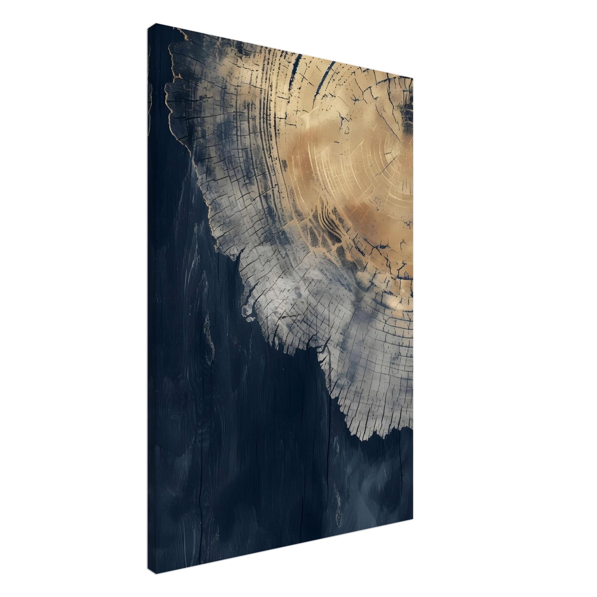 Artfulprints Canvas Abstract wood rings canvas - 60x90 cm - Blauw