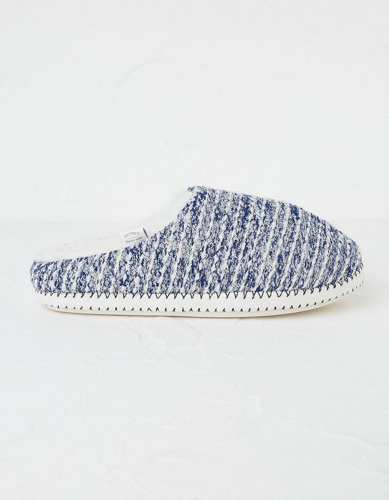 Mixed Knit Mule Slippers