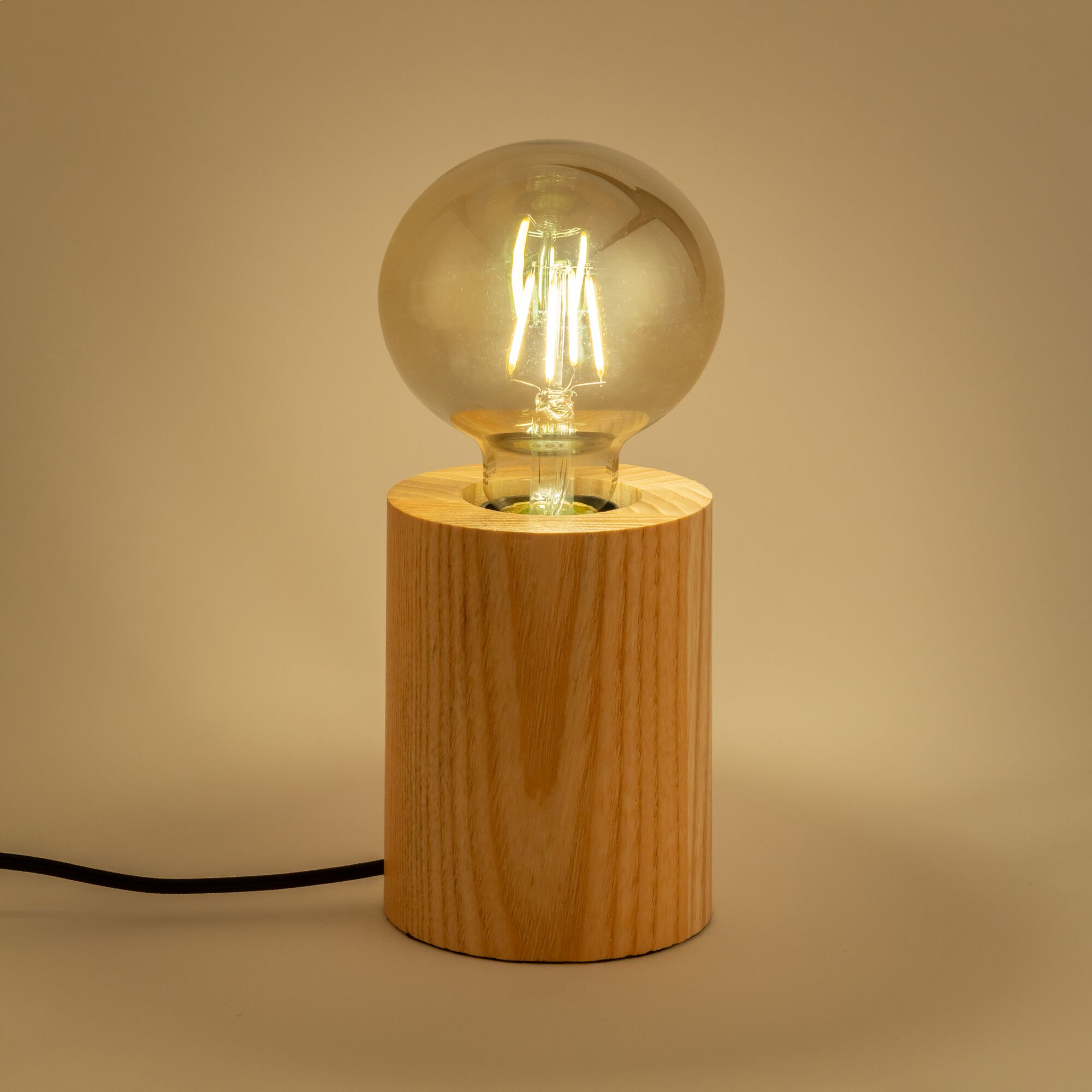 TRETS - Pied de lampe électrifié en bois de chêne - bois clair H12,5cm