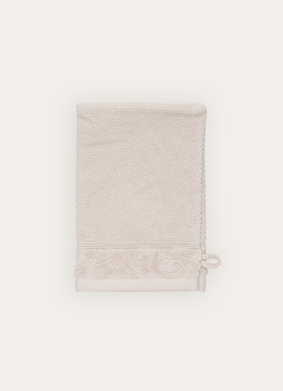 GANT DE TOILETTE LITEAU VELOURS CISELÉ BEIGE