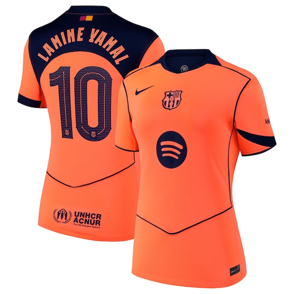 Lamine Yamal Barcelona Nike Women's 2025/26 Third Replica Player Jersey - Orange