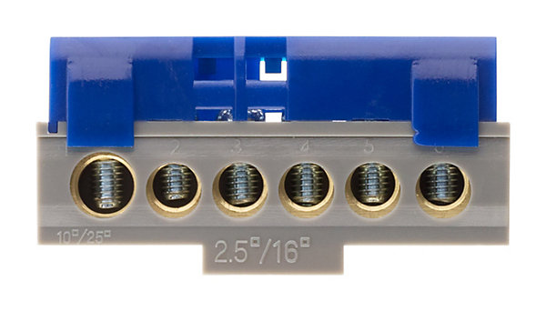 Bornier neutre 6 connexions - Bleu - Thomson