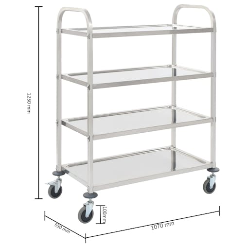NNEVL 4-Tier Kitchen Trolley 107x55x125 cm Stainless Steel