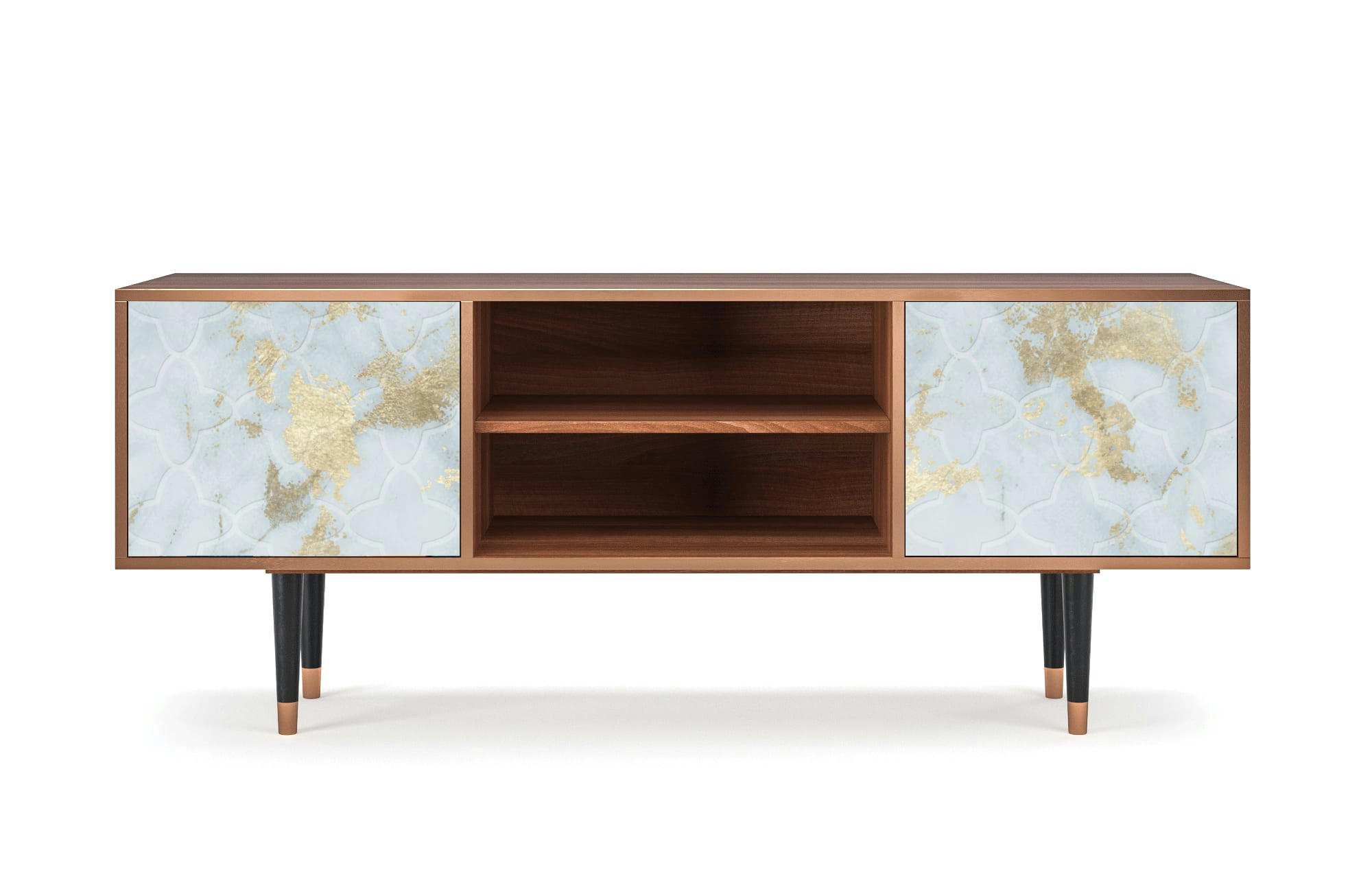 GOLDEN WAVES - Meuble TV  blanc clair 2 portes L 170 cm